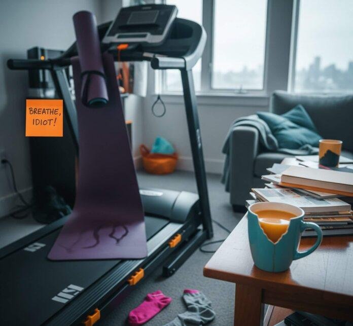 Cluttered Apartment Workout Scene
