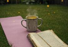 Mind-Body Connection: Understanding the Psychosomatic Benefits of Ayurveda and Yoga Beat-up yoga mat, chipped mug with turmeric tea, tattered notebook, glowing cumin seeds on lawn.